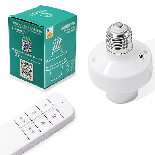 QIACHIP Bluetooth Smart Remote Control Light Socket E26 E27 Bulb Adapter Switch eWeLink APP Bluetooth 2.4G Smart Lamp Holder Remote Controller Timing Delay QA - DT03 Compatible SONOFF - Hengs