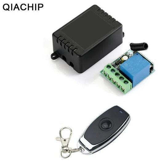 QIACHIP KR1201B and KT08 - 4 DC 12V 1CH 433Mhz RF Wireless Relay Remote Control Light Momentary Switch Transmitter with Receiver (1 Relay) single button remote control - Hengs