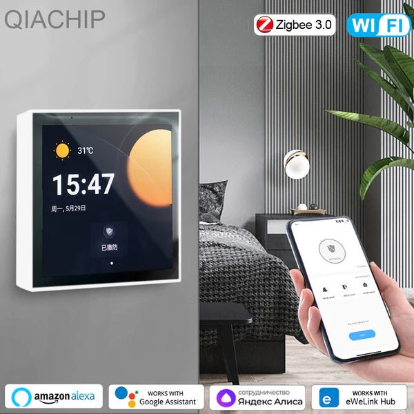 QIACHIP CKPanel PRO Smart Home Control Panel Wall Thermostat Display Scene Switch For Alexa Google Home, Built - in ZigBee Gateway Smart Scene Wall Switch - Hengs