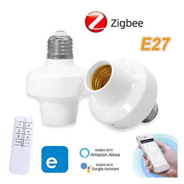 QIACHIP DT07 ZIGBEE Smart Lamp Holder E27 LED Light Bulbs Adapter ZigBee Light Socket Via eWelink App Voice Control Alexa Google Home - Hengs