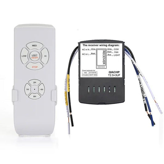 QIACHIP FLC06 Ceiling Fan Light Remote Control Kit | 3 - Speed & Timer | Universal 110V/220V | RF 433MHz Wireless - Hengs