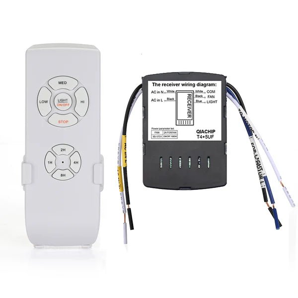 QIACHIP FLC06 Ceiling Fan Light Remote Control Kit | 3 - Speed & Timer | Universal 110V/220V | RF 433MHz Wireless - Hengs