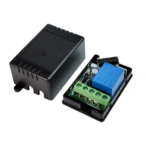 QIACHIP KR1201B and KT08 - 4 DC 12V 1CH 433Mhz RF Wireless Relay Remote Control Light Momentary Switch Transmitter with Receiver (1 Relay) single button remote control - Hengs