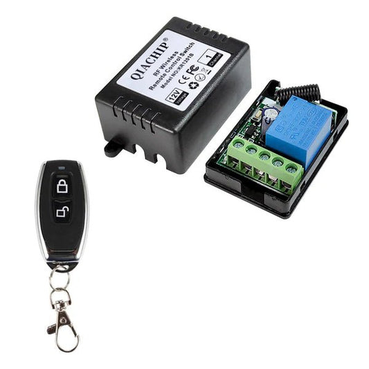 QIACHIP KR1201B and KT08 - 4 DC 12V 1CH 433Mhz RF Wireless Relay Remote Control Light Momentary Switch Transmitter with Receiver (1 Relay) single button remote control - Hengs