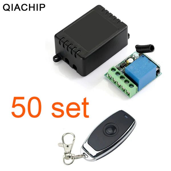 QIACHIP KR1201B and KT08 - 4 DC 12V 1CH 433Mhz RF Wireless Relay Remote Control Light Momentary Switch Transmitter with Receiver (1 Relay) single button remote control - Hengs