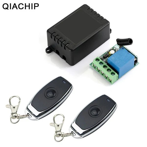 QIACHIP KR1201B and KT08 - 4 DC 12V 1CH 433Mhz RF Wireless Relay Remote Control Light Momentary Switch Transmitter with Receiver (1 Relay) single button remote control - Hengs