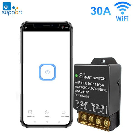 QIACHIP KR2201BY 30A WiFi Smart Switch | High Power 90 - 250V | Alexa & Google Home | eWelink App - Hengs