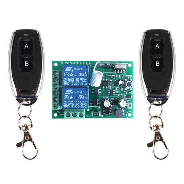 QIACHIP KR2202 - 4&KT01/KT05 Wireless Remote Control Switch AC 250V 110V 120V 220V 230V 2 - Channels Relay Receiver Module and RF 433 Mhz Remote Controls - Hengs
