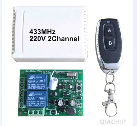 QIACHIP KR2202 - 4&KT01/KT05 Wireless Remote Control Switch AC 250V 110V 120V 220V 230V 2 - Channels Relay Receiver Module and RF 433 Mhz Remote Controls - Hengs