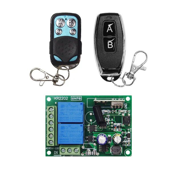 QIACHIP KR2202 - 4&KT01/KT05 Wireless Remote Control Switch AC 250V 110V 120V 220V 230V 2 - Channels Relay Receiver Module and RF 433 Mhz Remote Controls - Hengs