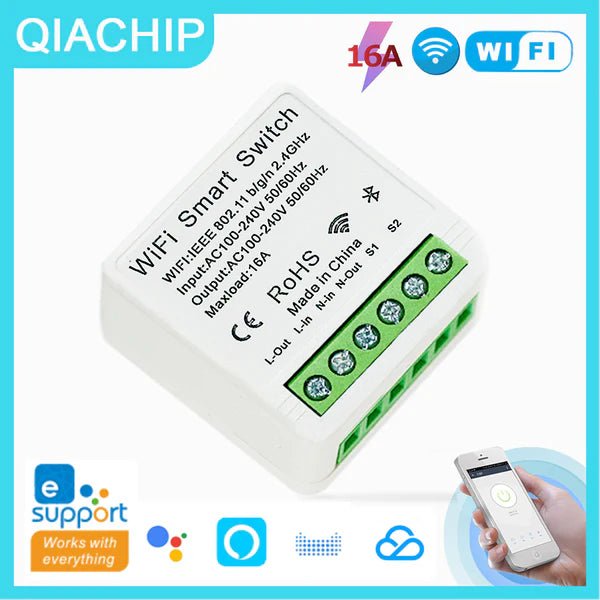 QIACHIP KR2302 eWelink wifi smart switch110V 220V 1ch 16A relay 2 way mini remote controller DIY light Intelligent switches work with alexa echo google home alice - Hengs