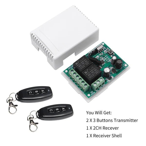 QIACHIP KR2402A RF 433MHZ DC6V 9V 12V 24V 30V 2CH Wireless remote control switch 10A Relay dry contact Circuit 433MHz DIY For forward and reverse DC motors Access Control, Electromagnetic Locks, Magnetic Locks garage door Rolling shutters Curtain motors - Hengs