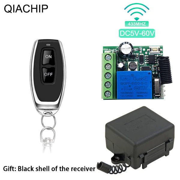 QIACHIP KR3001A RF 433MHz Remote control 1 channel Dry contact switch Wide voltage power supply DC 5v 9v 12v 24v 36v 48v 60v 10A relay 1ch - Hengs